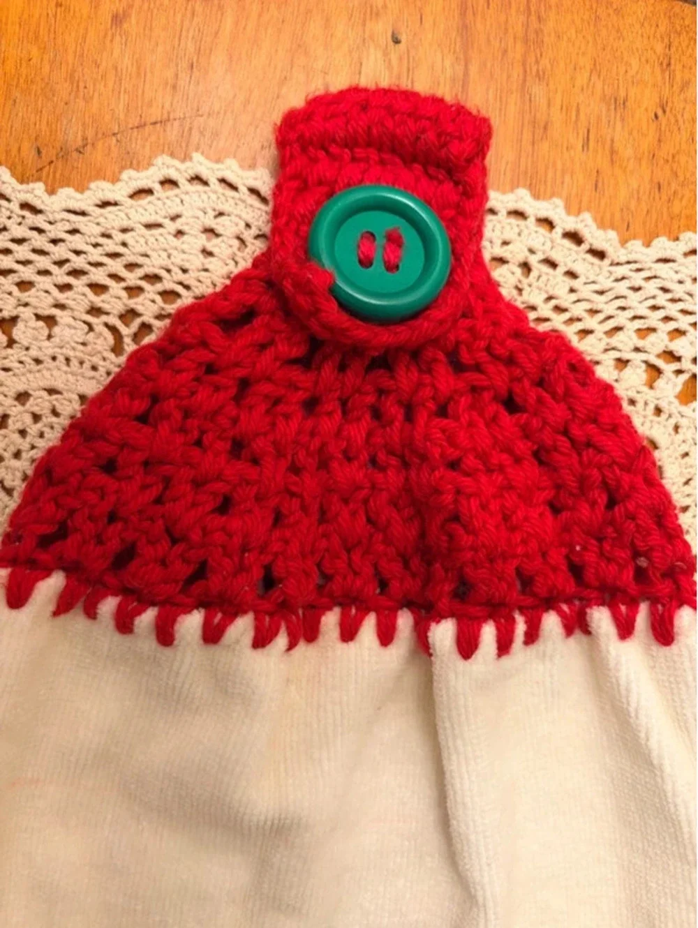 Crochet Top Christmas Hanging Kitchen Towel Set, Joy & Noel Holiday Towels